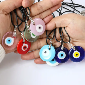 Exclusivo turco mal de ojo colgante collar vidrio cuero cuerda turco proteger suerte collar gargantilla amuleto regalo de Navidad - Product Image 2
