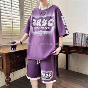 Conjunto de Shorts de Verano para Hombre, 100% Algodón, Estilo Urbano, Transpirable, Personalizado, Camiseta de Manga Corta Informal para Playa y Uso Diario - Product Image 4