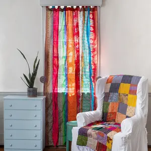 Raam Home Decor Gerecycled Gordijn Oude Zijde Sari Multi Color Handgemaakte Gordijn Gerecycled Gordijn Versieren
