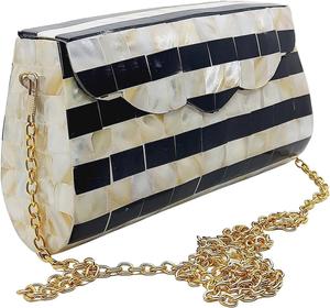 กระเป๋าถือคลัทช์แบบดั้งเดิมสำหรับผู้หญิงกระเป๋าแฟชั่นดีไซน์แบบคุณแม่ประดับมุกฝังลวดลายเรขาคณิตกระเป๋าถือของขวัญวัสดุหนัง - Product Image 5