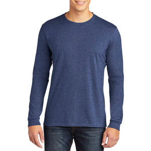 เสื้อยืดแขนยาวคอกลมแขนยาวผ้าฝ้ายสีพื้นสีดำ - Product Image 3