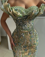 Robe de mariée vintage luxueuse en satin éthéré, écologique, ornée de perles, de cristaux et de dentelle, motif floral, style soirée, longueur cheville, coupe haute