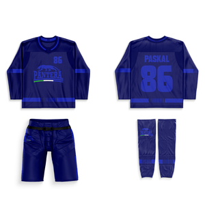 Conjunto de Jersey y uniforme de hockey sobre hielo con sublimación completa personalizada de sarga de aparejos OEM para jugadores que buscan un equipo de hockey duradero único - Product Image 4