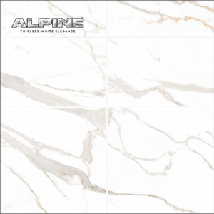 ALPINE Blanc Élégance 600x600mm Mur et Sol Modèle STATUARIO OR Surface Brillante Carreaux de Marbre Application par Novac Céramique - Product Image 2