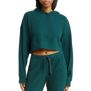 Sudadera con capucha corta exclusiva para mujer, sudadera recortada cómoda para yoga y gimnasio, sudaderas cortas con estilo, servicio OEM - Product Image 1