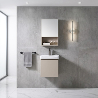 Meuble-lavabo mural moderne pour salle de bain, en SPC, avec miroir et lavabo, résistant à l'eau, facile à nettoyer, pour hôtel, appartement, villa, salle de bain