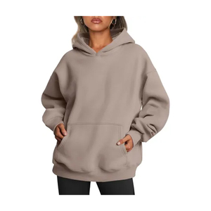 Nueva llegada de gran tamaño de las mujeres de peso pesado 100% sudaderas con capucha de algodón con hombro caído de manga larga sudaderas de invierno de punto - Product Image 5