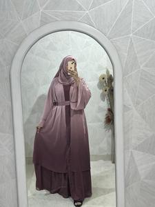 เครื่องประดับเสื้อผ้ามุสลิมแบบปักด้วยมือสองชั้นแบบเรียบง่ายหรูหราสำหรับผู้หญิงอาบายาแบบลำลอง - Product Image 3