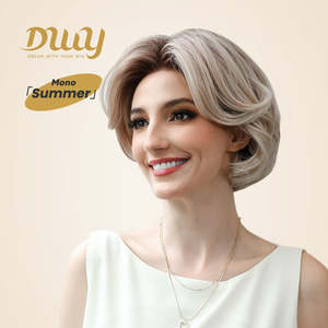 Summer-DWY 10 Inches Glueless Synthetic <b>Wig</b> for Women Mono Lace Front Transparent Transparent Short Blonde Curly Bob Free Part - Product Image 1