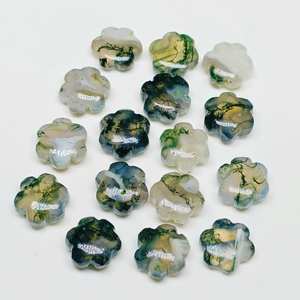 หินมอสอาเกตแกะสลักรูปดอกไม้ ขนาด 10 มม. หินธรรมชาติแกะสลักด้วยมือ สำหรับงานเครื่องประดับ 2 ถึง 5 ชิ้น - Product Image 1