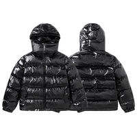 Veste d'hiver imperméable à capuche pour homme Streetwear avec logo personnalisé manteau noir coupe-vent à fermeture éclair personnalisé nouvelle bulle pour homme