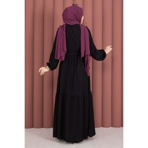 Robe Hijab Africaine Écologique pour Femmes Noires avec Bordure en Dentelle Élégante et Ceinture Manches Longues - Product Image 6