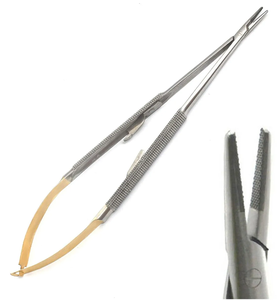 Porte-aiguille TC Castroviejo Porte-aiguille Mâchoires dentelées droites Poignée plate avec serrure/Microchirurgie Porte-aiguille Castroviejo - Product Image 3