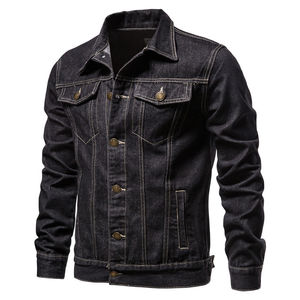 Veste en jean classique pour homme, col rabattu, bouton unique sur le devant, manches longues, effet enduit, style urbain, service OEM - Product Image 6