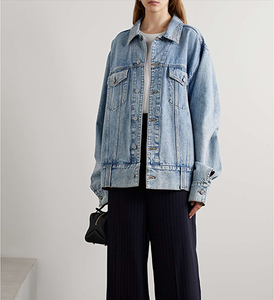 Custom Casual Outwear <b>Lightweight</b> Button up Full Sleeve Oversize Women Jean <b>Jacket</b> OEM Customized Women Acid Wash <b>Denim</b> <b>Jacket's</b> - Product Image 3