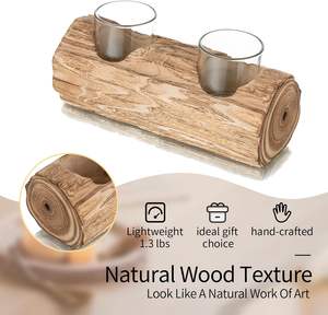 Portavelas de madera, candelabros votivos decorativos para decoración de boda rústica, luces de té, tema de campo, madera flotante - Product Image 4