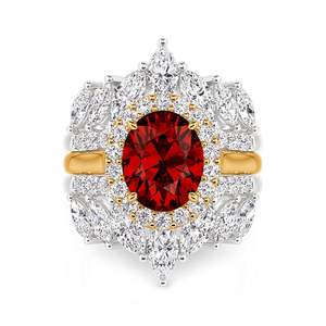 Ensemble de bijoux Jeulia Fashion 3 pièces - Magnifique bague en pierre rouge ovale à effet halo - Product Image 1