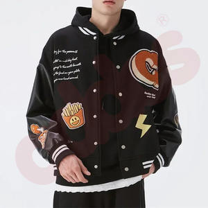 Veste OEM personnalisée en cuir de cheval manches patch chenille broderie et lettrage varsity letterman pour hommes - Product Image 5