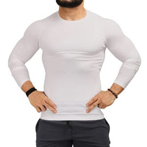 Top de entrenamiento físico de gimnasio de manga larga para hombre de alta calidad Nuevo diseño de cuello redondo en blanco para correr y sudaderas - Product Image 1