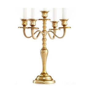 Candélabre personnalisable en aluminium et métal doré brillant, artisanat à 5 bras pour la décoration intérieure, décorations de table pour fêtes de mariage - Product Image 5
