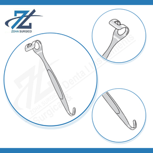 Rétracteur Canny Ryall Navy, manuel, en acier inoxydable, double extrémité, lame à crochet simple, 5 mm de large/lame fenêtrée de 30 mm de large, 220 mm de long - Product Image 4