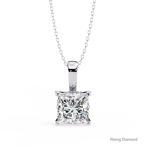1,8 Ct Princess Cut Lab Grown Diamond Prong Set Colgante solitario/CVD Diamond White Gold Pendant/Regalo de aniversario para ella - Product Image 1