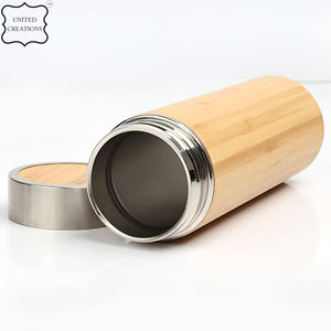 Botella de agua ecológica de madera y acero inoxidable de doble pared al por mayor, capacidad de 500ml con tapa aislada al vacío - Product Image 2