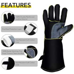 Guantes de soldadura a prueba de luz transpirables hechos en cuero Servicio OEM Guantes de soldadura de desgaste elegantes reversibles - Product Image 2