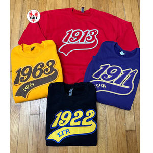 เสื้อยืดลายทาง Zeta phi Beta chenille เสื้อยืดสโมสรผ้าฝ้ายนุ่มปักโลโก้สบายพอดีกับขนาดจริง - Product Image 3