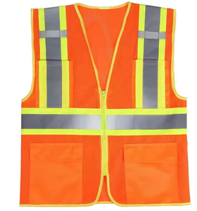 Gilet de sécurité en polyester haute visibilité pour l'extérieur en bordure de route et de construction avec maille réglable et bandes réfléchissantes grande taille - Product Image 4