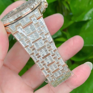 นาฬิกาข้อมือผู้ชายสแตนเลสสตีลแบบปรับแต่งได้เต็มรูปแบบ ระบบกลไกอัตโนมัติ Miyota ประดับเพชรโมอิสซาไนต์ ดีไซน์ฮิปฮอป หรูหรา เหมาะเป็นของขวัญ - Product Image 4