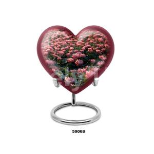Urna Funeraria de Aluminio en Forma de Lágrima con Flores Rosadas para Cenizas Humanas, con Soporte y Bolsa de Terciopelo Gratis - Product Image 1