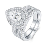Bague de fiançailles de luxe en moissanite en forme de larme avec double halo, plaquée argent S925, certifiée IGI, prix d'usine, bijoux de mariage
