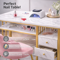 Table de Manucure Ergonomique Minimaliste en Acier Inoxydable avec Rangement, Mobilier de Salon Personnalisé, Table de Spa pour Ongles pour Salon de Beauté et Usage Commercial