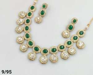 Diseñador de fiesta desgaste AntiquePlated Kundan piedra joyería tradicional hermoso diseño Simple gargantilla collar pendiente para mujer - Product Image 2