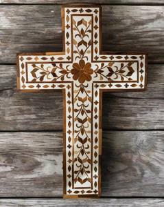 Handcrafted Custom Designs <b>Wall</b> Hanging Christian Religious Cross Bone Inlay Cross Home Decor faizacraft - Product Image 1