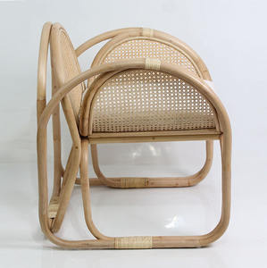 Natural Polished Teak Rattan Eco-Friendly Durable <b>Garden</b> Armchair Cushioned Seat Outdoor Patio Balcony Cafe Resort Park - Product Image 3