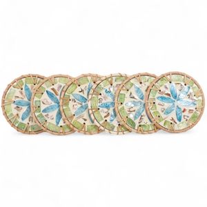 Elegante Posavasos de Ratán con Diseño de Madreperla para Protección de Café y Té y Decoración Natural de Mesa - Product Image 1