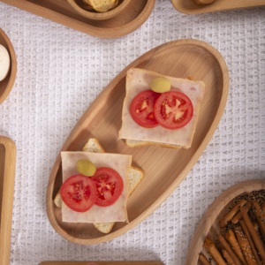 Ensemble de plateaux de service ovales en bois en gros |   Plateaux décoratifs en bois naturel, 2 pièces - Product Image 4