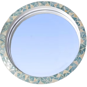 Miroir mural artisanal vietnamien en laque, incrusté de nacre, rond, à suspendre, taille personnalisée - Product Image 1