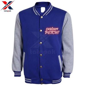 Chaquetas de Cuero Estilo Universitario para Hombre, Delgadas, con Cuello Alto, Mangas Letterman, Logotipo Frontal, Servicio OEM - Product Image 1