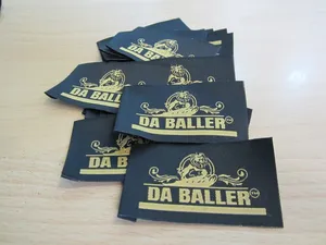 Étiquettes de taille de nom de logo de marque de broderie tissée écologique personnalisée Étiquettes en tissu polyester personnalisées pour vêtements - Product Image 5