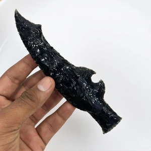 มีดสั้นหินออบซิเดียนสีดำใบมีดแกะสลักหินธรรมชาติทำขึ้นเพื่อความสวยงามเป็นเอกลักษณ์ - Product Image 4