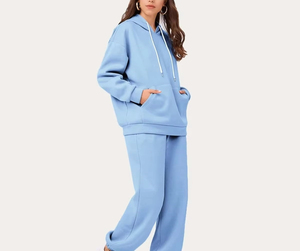 High Street Men's Casual Sports Boxy Fit Sudadera con capucha Conjunto de pantalones de chándal Diseño personalizado Traje de jogging transpirable con chándal suelto acampanado - Product Image 1