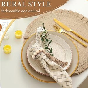 Mantel Individual Decorativo de Primera Calidad, Diseño Redondo con Cuentas de Vidrio, Base de Yute para Fiestas y Otras Funciones - Product Image 3