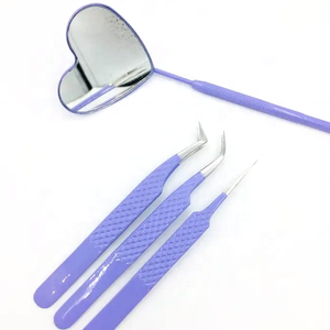 Pince à épiler d'extension de cils solide à faible quantité minimale de commande pince à épiler en acier inoxydable de haute qualité poignée de diamant pince à épiler utilisation régulière - Product Image 4