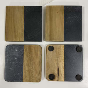 Handmade Wholesale decorative Natural wooden marble <b>coaster</b> wooden <b>coasters</b> <b>white</b> black wooden marble <b>coaster</b> - Product Image 4