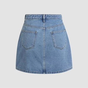 Nouvelle mode jupes en jean stretch rétro jupes en jean coton été bleu taille haute Mini jupes en jean marque de mode jupe en jean courte femmes - Product Image 5