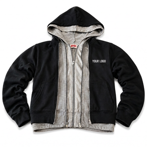Veste à capuche zippée personnalisée à 3 couches, brodée, style oversize Y2K, streetwear, fournisseur en gros de marques américaines pour l'hiver - Product Image 1
