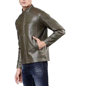 Chaqueta de cuero de invierno de alta calidad para hombres y cuello redondo elegante para ropa de calle chaqueta al por mayor para hombres OEM personalizado - Product Image 3
